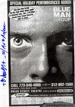 Blue Man Group news ad.