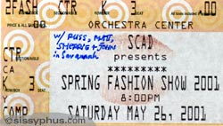 SCAD Fashion Show ticket.