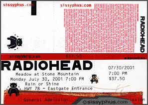 Radiohead ticket @ Stone Mountain.