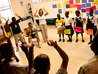 Singing with the kids.
