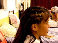 The school girls loved playing with our hair.